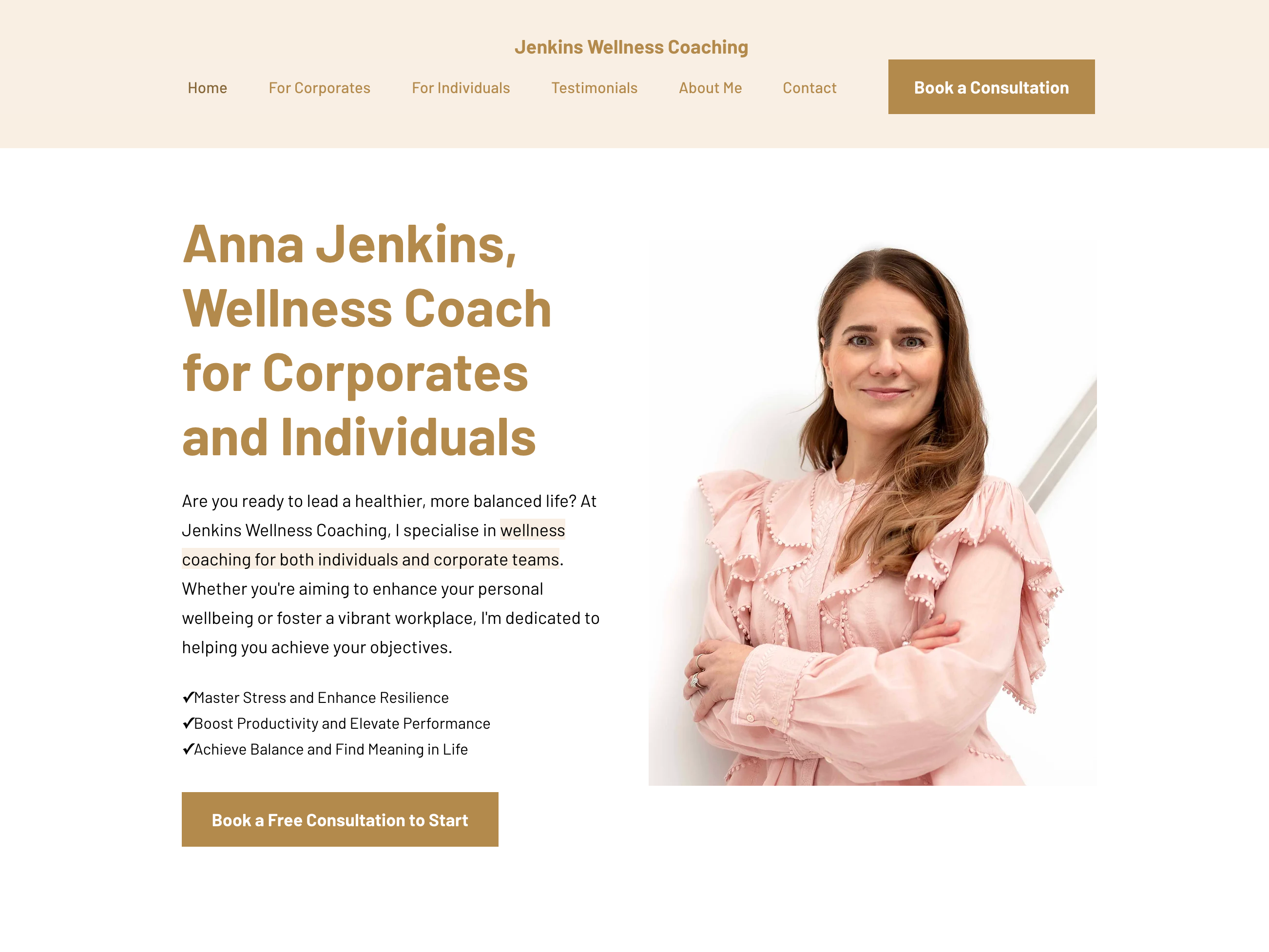 Jenkins Wellness Coaching Homepage Hero