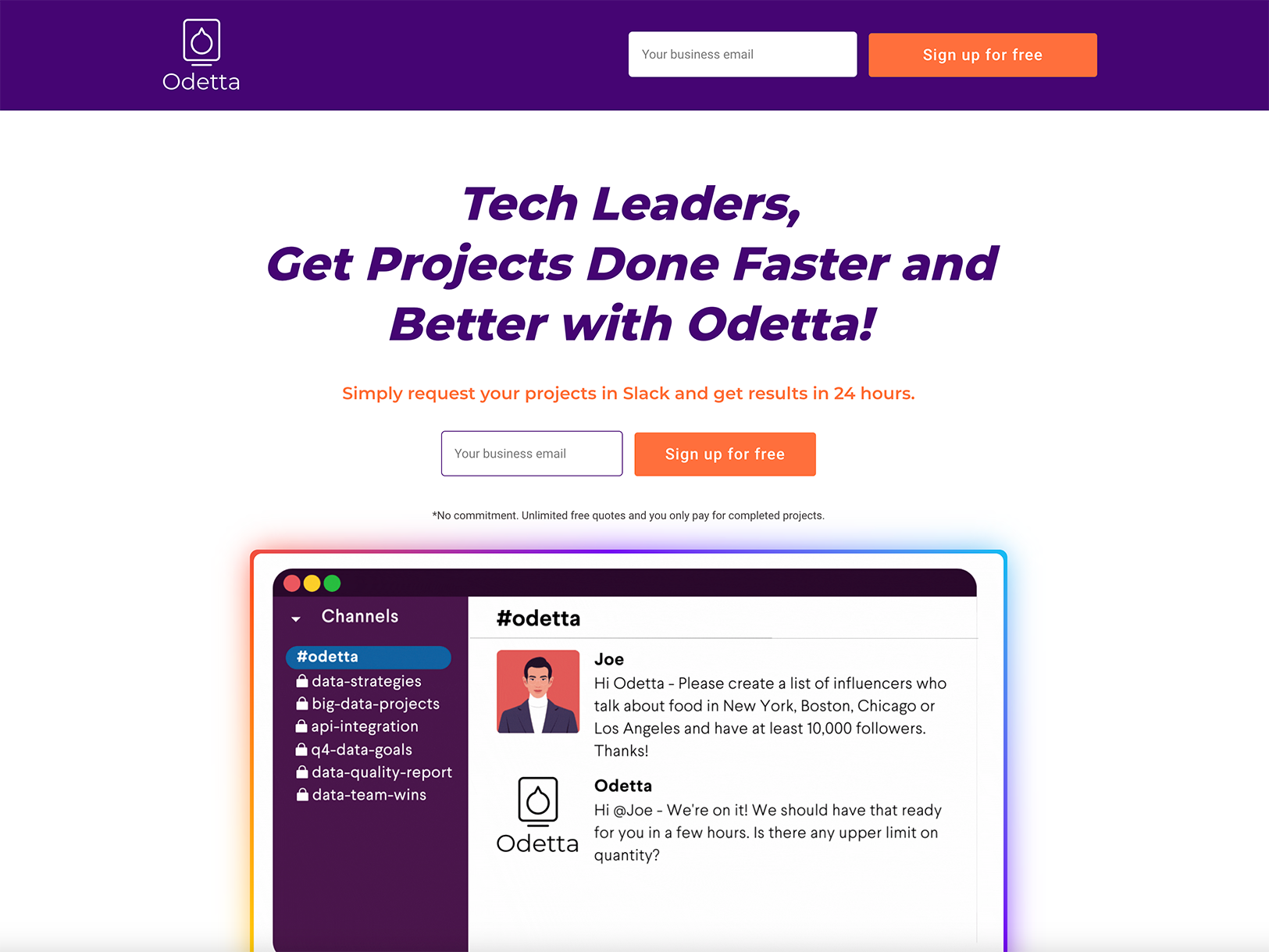 Odetta Landing Page Hero